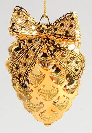 1998 Gold Christmas Ornament Collection Pine Cone - Boxed