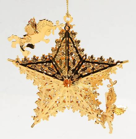 1998 Gold Christmas Ornament Collection Cherub's Star - No Box