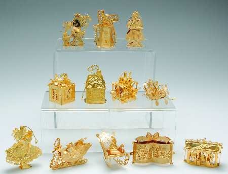 1995 Gold Christmas Ornament Collection by Danbury Mint