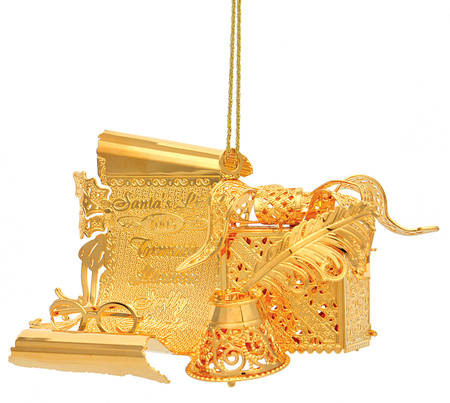 2003 Gold Christmas Ornament Collection Santa's List - No Box