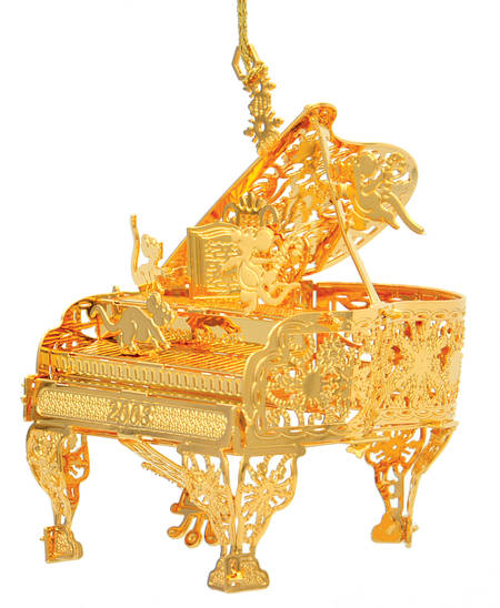 2003 Gold Christmas Ornament Collection Festive Piano - No Box