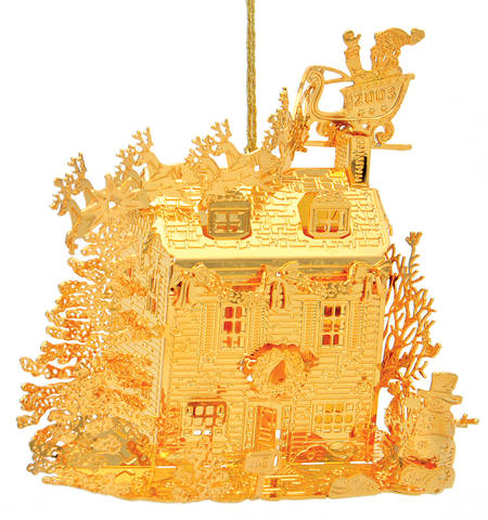 2003 Gold Christmas Ornament Collection Santa's Arrival - No Box