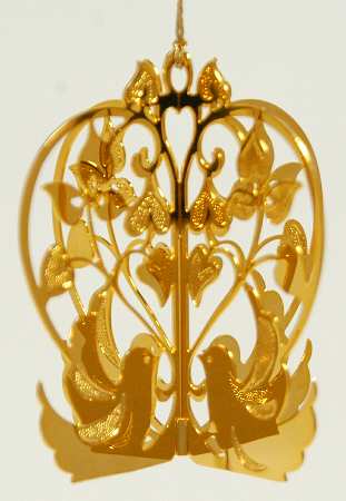 1987 Gold Christmas Ornament Collection Doves & Hearts - Boxed