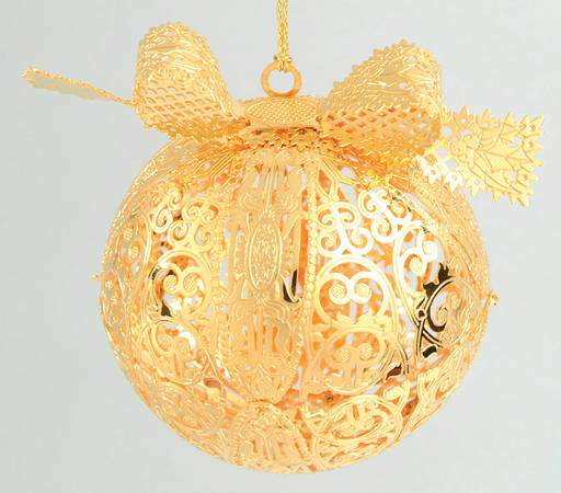 2001 Gold Christmas Ornament Collection Holiday Ball - No Box