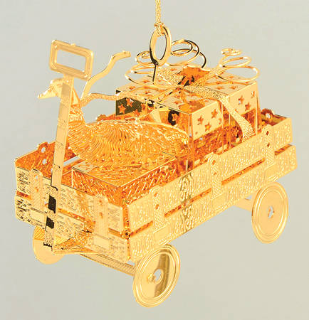 2001 Gold Christmas Ornament Collection Yuletide Wagon - No Box