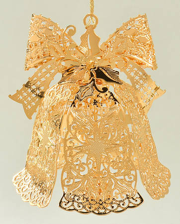 1999 Gold Christmas Ornament Collection Holly Bell - No Box