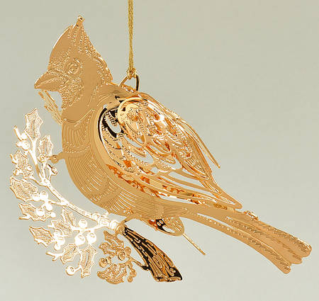 1999 Gold Christmas Ornament Collection Winter Cardinal - No Box
