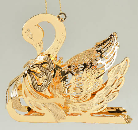 1999 Gold Christmas Ornament Collection Swan Sleigh - No Box