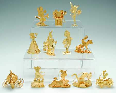 Disney Gold Ornaments Boxed Set Of 12 - Boxed
