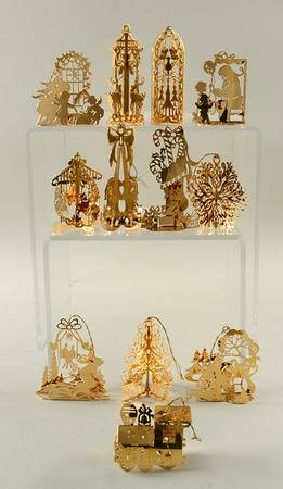 1985 Gold Christmas Ornament Collection by Danbury Mint