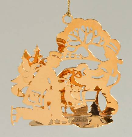 1985 Gold Christmas Ornament Collection Skaters - Boxed