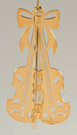 1985 Gold Christmas Ornament Collection Violins - Boxed