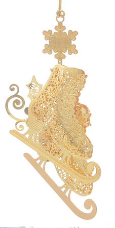 Annual Gold Christmas Ornaments Ice Skates - Boxed