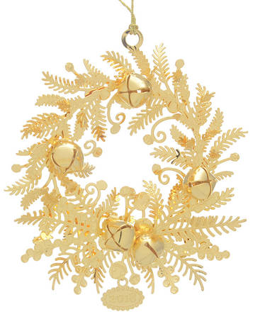 Annual Gold Christmas Ornaments Jingle Bell Wreath - Boxed