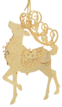 Annual Gold Christmas Ornaments Fanciful Reindeer - Boxed