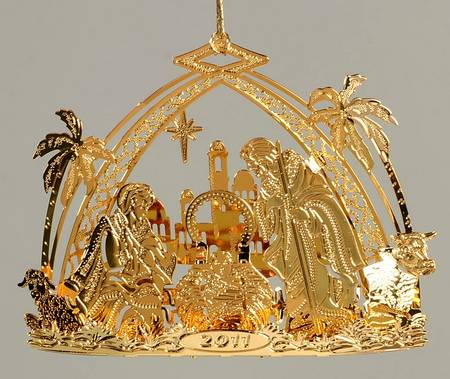 Annual Gold Christmas Ornaments Away In A Manger - No Box