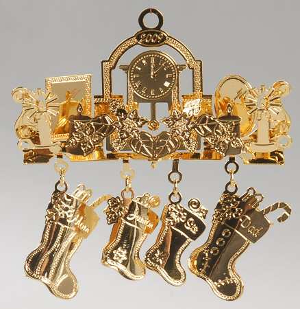 Annual Gold Christmas Ornaments Holiday Mantel - Boxed
