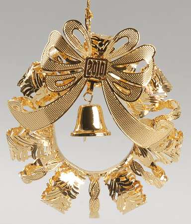 Annual Gold Christmas Ornaments Spiral Wreath - Boxed