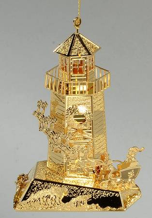 Annual Gold Christmas Ornaments North Pole Lighthouse - No Box