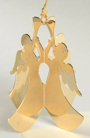 Annual Gold Christmas Ornaments Angel With Trumpets - Boxed