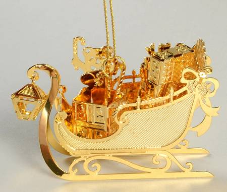 Annual Gold Christmas Ornaments Sleigh - Boxed