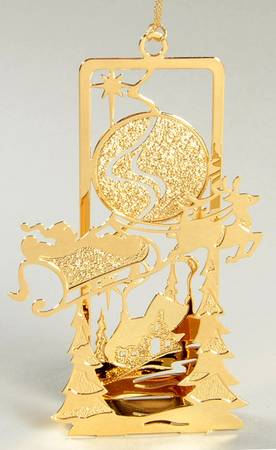 Annual Gold Christmas Ornaments Santa By Moonlight - No Box