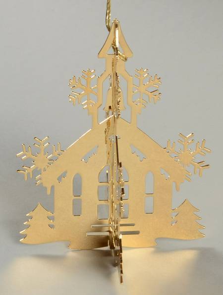 Annual Gold Christmas Ornaments Country Church - Boxed