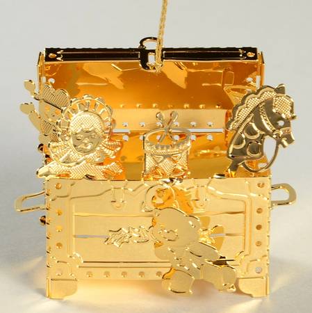 Annual Gold Christmas Ornaments Toy Chest - With Box