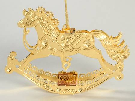 Annual Gold Christmas Ornaments Rocking Horse - Boxed