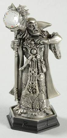 Fantasy of the Crystal Chess Set Kardoz The Sorcerer - Bishop 1-Black Chess Piece