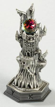 Fantasy of the Crystal Chess Set Fortress Of Doom - Rook-Black Chess Piece