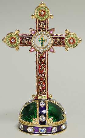 Bejeweled Collection Cross On Base-Red Pierce Center - No Box