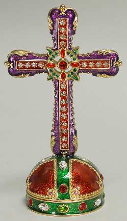 Bejeweled Collection Cross On Base-Purple Pierce Center - Boxed