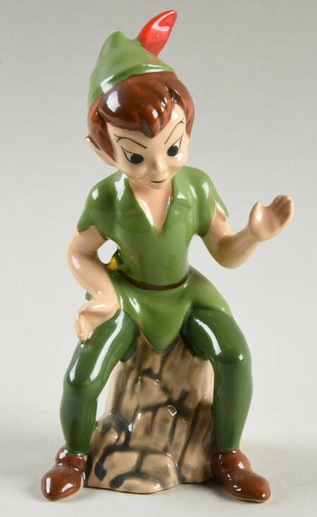 Disney Figurines Peter Pan Sitting On Stump - No Box