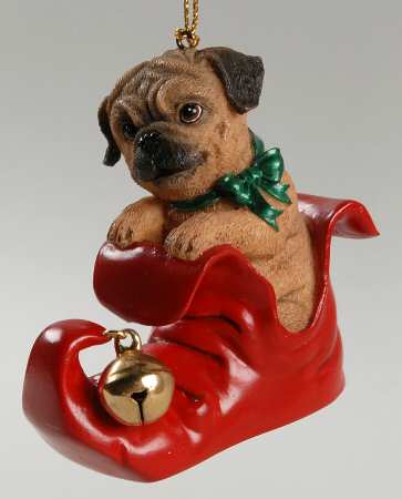 Pugs and Kisses Ornament Santa's Little Elf - No Box