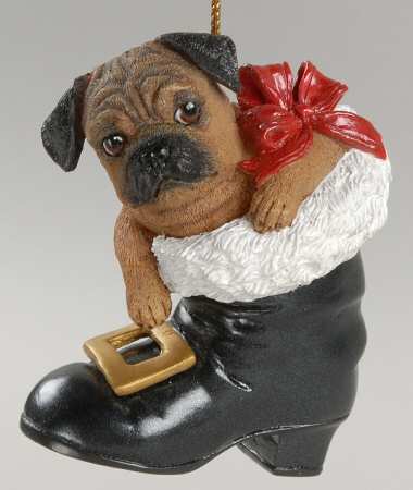 Pugs and Kisses Ornament Santa's Best Friend - No Box