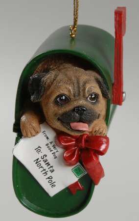 Pugs and Kisses Ornament Paw-Cel Post - No Box