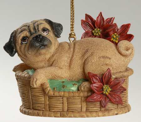 Pugs and Kisses Ornament Waiting For Santa - No Box