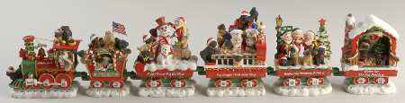 Pug Christmas Figurines Pug Holiday Rail - No Box