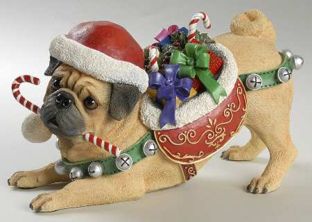 Pug Christmas Figurines Christmas Pug - No Box