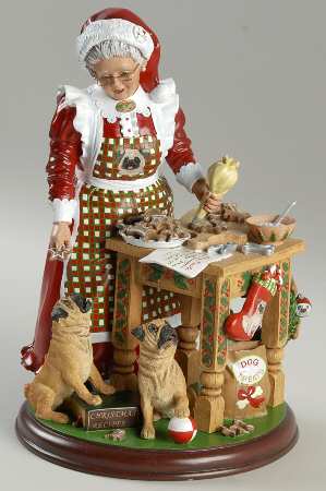 Pug Christmas Figurines Mrs Claus' Little Pugs - Boxed