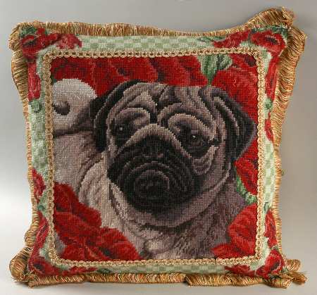 Danbury Mint Giftware Pug Needlepoint Pillow - No Box
