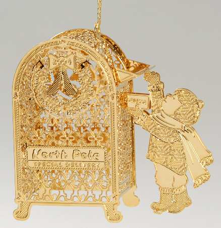 2004 Gold Christmas Ornament Collection Letter To Santa - Boxed