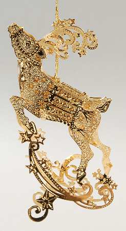 2004 Gold Christmas Ornament Collection Dashing Reindeer - Boxed