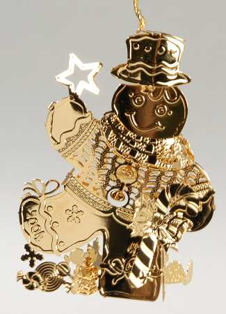 2004 Gold Christmas Ornament Collection Gingerbread Snowman - No Box