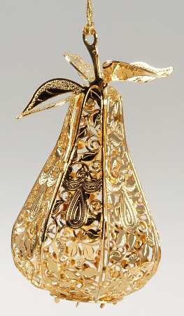 2004 Gold Christmas Ornament Collection Golden Pear - Boxed