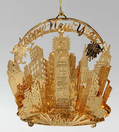 2004 Gold Christmas Ornament Collection Times Square New Year - No Box
