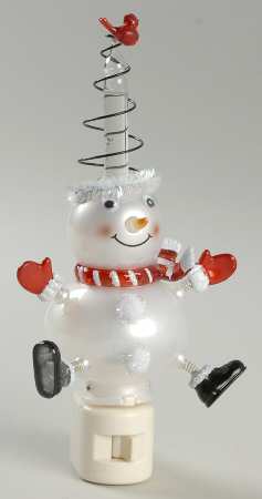 Night Lights Snowman With Bird - With Box