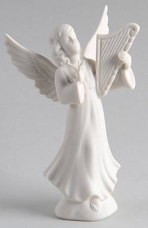 Angel Musicians Bisque Angel With Harp - No Box