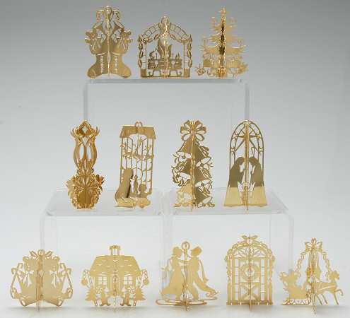 1982 Gold Christmas Ornament Collection Boxed Set Of 12 Ornaments - Boxed